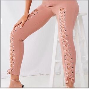 Lace-Up leggings Dusty Rose Pink Sz: Medium